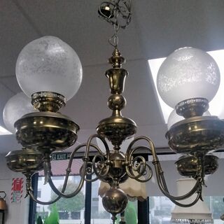 MASSIVE Brass & Glass OLD SALOON TYPE Chandalier